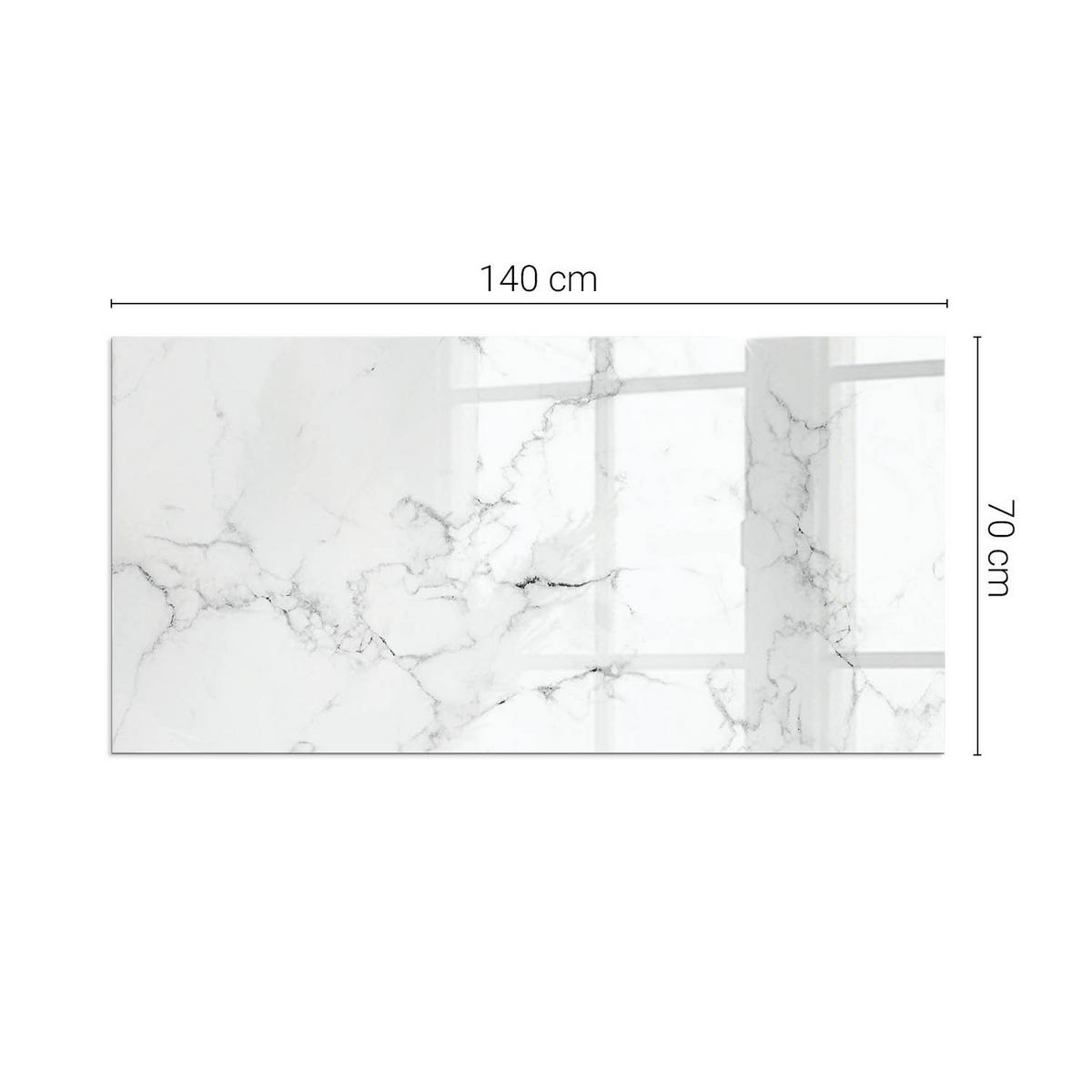 GLASPLATTE für Kamin 140x70 cm Weiß - Weiß, Glas (140/70/0.4cm) - ArtPrintCave