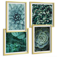 BILDER SET 4er Set - 50x50 cm & 40x60 cm Goldrahmen - Sukkulenten in Grün und Türkis - Goldfarben, Kunststoff (50/50cm) - TULUP