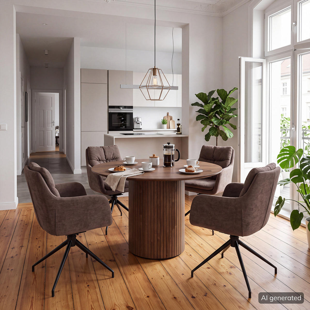ESSTISCH - MDF / Eisen - Walnussfarben, Holzwerkstoff (120/120/75cm) - home24