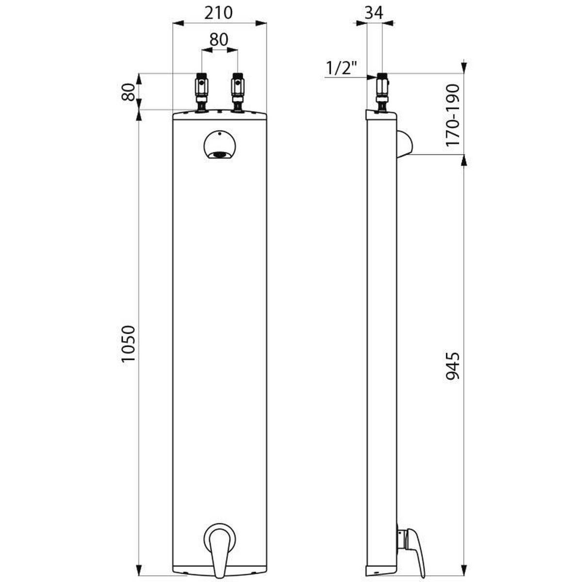 DUSCHELEMENT Aluminium mit Einhebelmischer und Brausekopf 6 l/min - Chromfarben, Metall (22/17/119.5cm) - Delabie