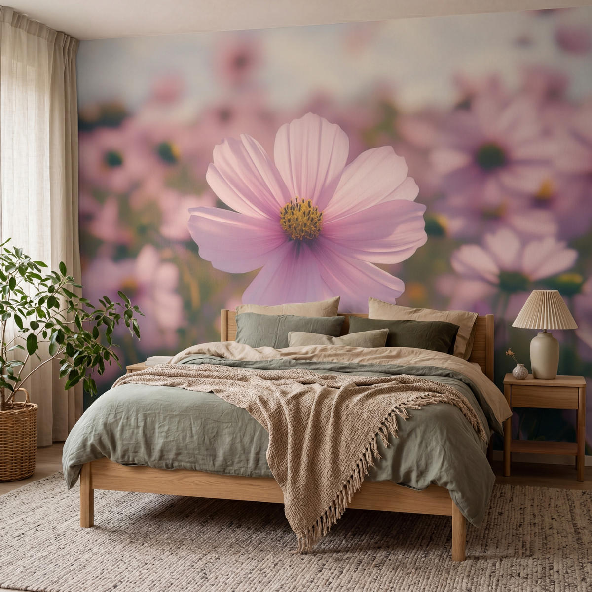 TAPETE - Blumen - Lila - Unscharf - 350x260 cm - Rosa, Papier (350/260cm) - OnlyWow