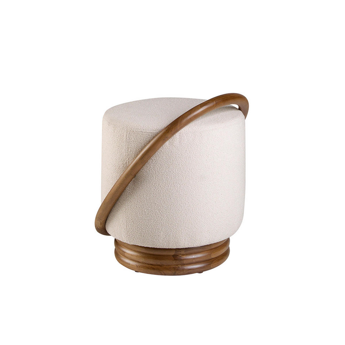SITZPOUF Weiß Walnuss 52/47/54 cm - Walnussfarben/Weiß, Textil (52/54/47cm) - ANGEL CERDA