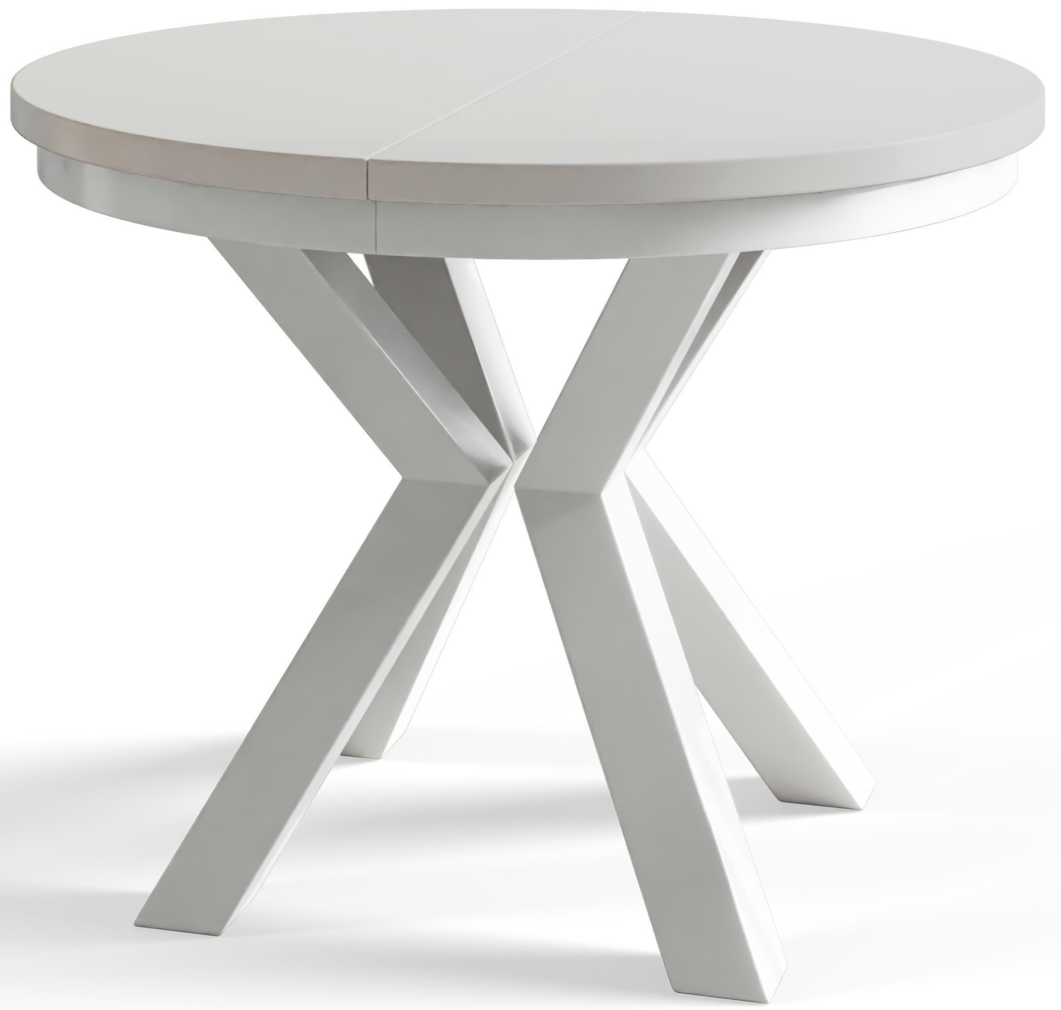 ESSZIMMERTISCH LOFT, ausziehbarer Tisch 120 cm/200 cm, Farbe: Weiß, mit Metallbeinen in Farbe Weiß - Weiß, Holzwerkstoff (120/120/76cm) - Alpi-Möbel