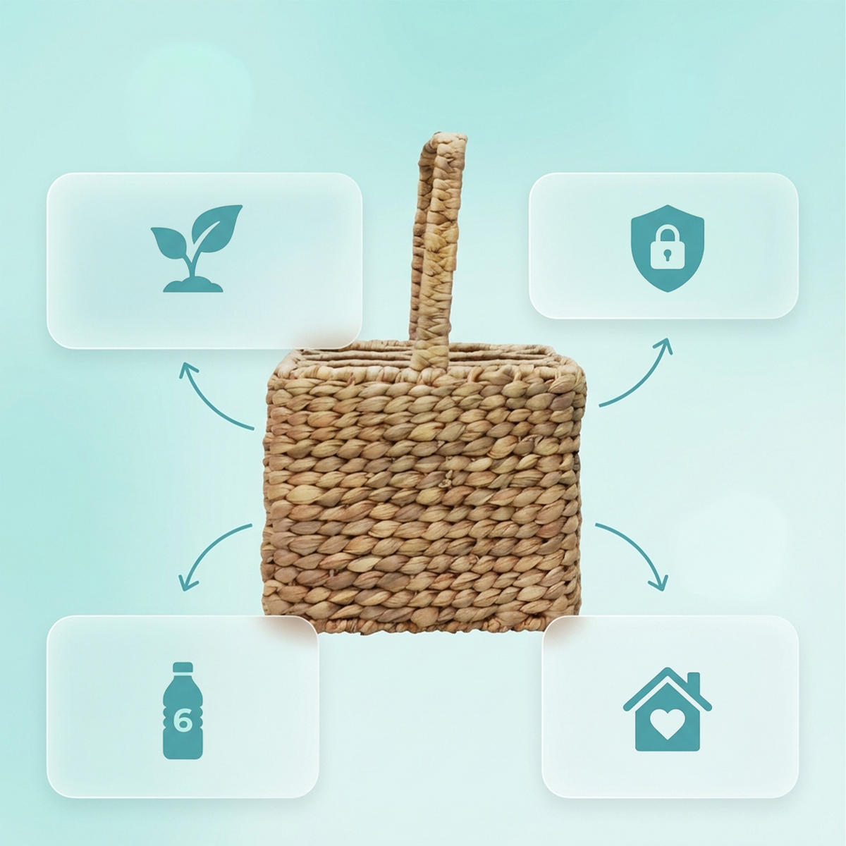 FLASCHENKORB - Hellbraun, Textil/Metall (32/34/22cm) - Relaxdays