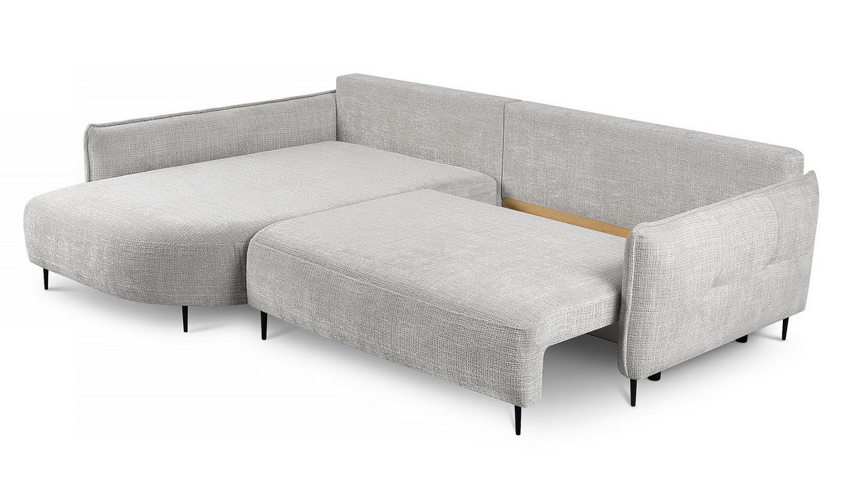 ECKSOFA Oblivio Hellgrau Chenille - Hellgrau/Schwarz, Textil/Metall (285/200cm) - Selsey