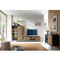 WOHNZIMMER-SET 3-TLG. Sibari-160 - Schwarz, Holzwerkstoff (362/166/39cm) - Lomado