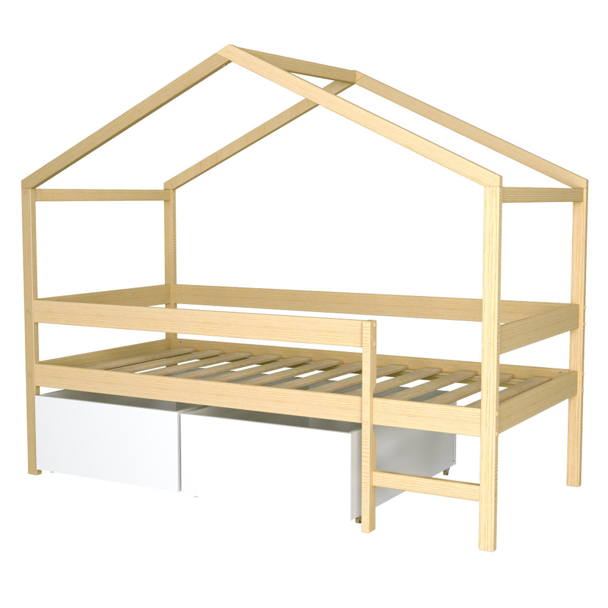 HAUSBETT MIKA mit Schubladen/ Kinderbett 90x190 - Naturholz - Naturfarben, Holz (90/190cm) - Weber Industries