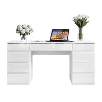 SCHREIBTISCH AURORA DOUBLE SILVER mit Schubladen - Weiß, Holzwerkstoff (55/156.8/79.2cm) - Lookway
