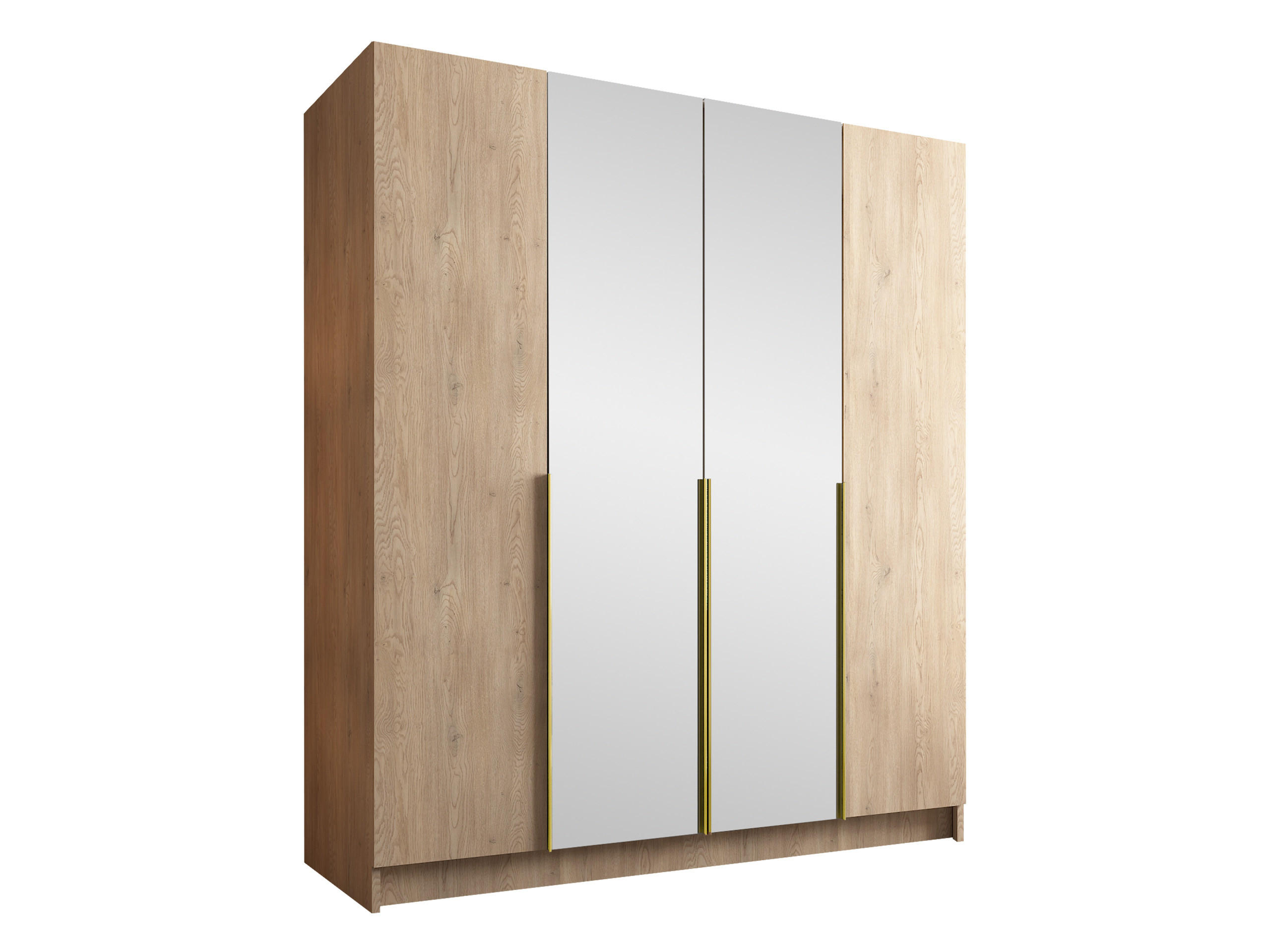 KLEIDERSCHRANK Santi II - Eichefarben/Goldfarben, Holzwerkstoff/Metall (200/215/58cm) - MIRJAN24