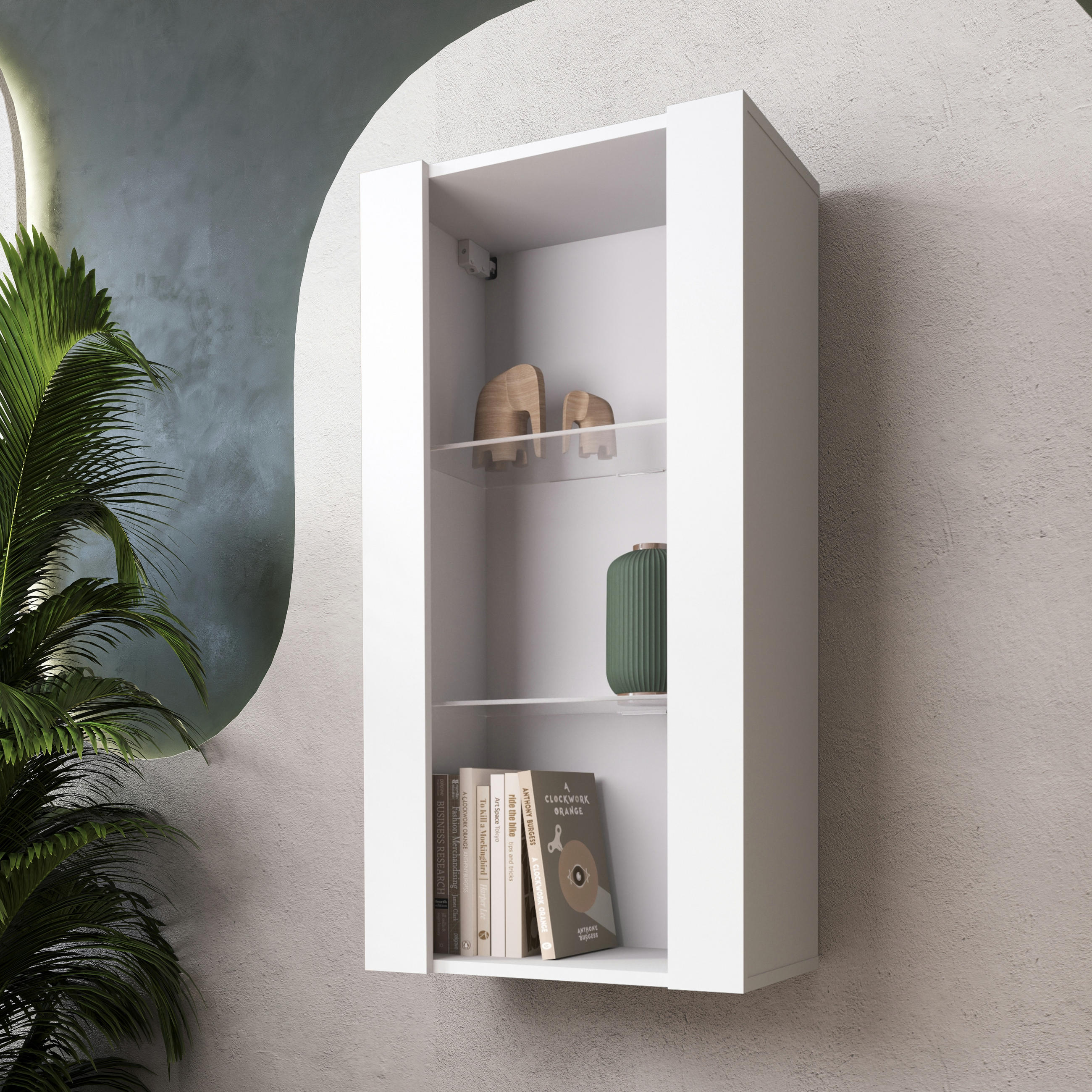 HÄNGEVITRINE TIVOLI Vertical 100, Weiss - Weiß, Glas/Holzwerkstoff (50/100/29.5cm) - Komodee