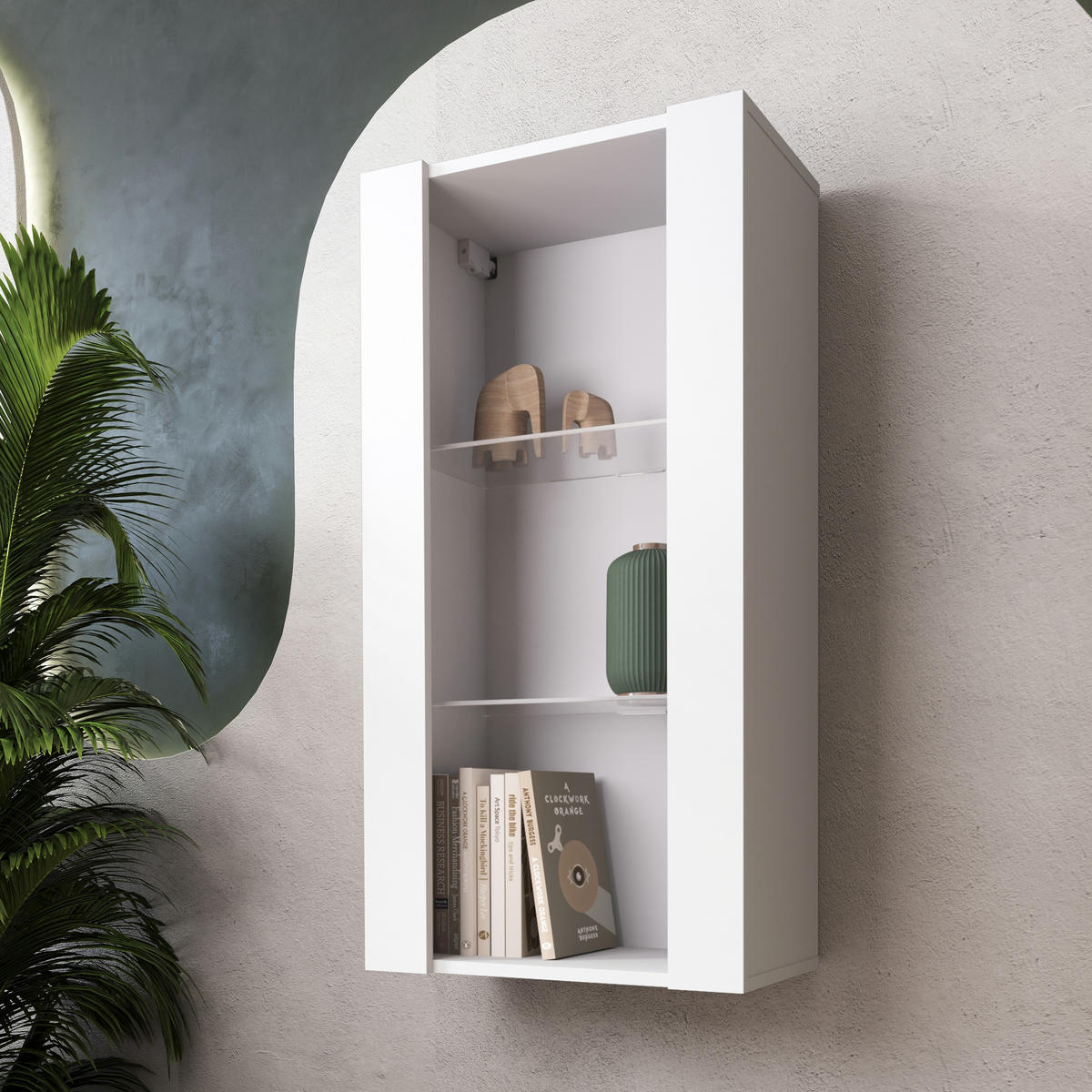 HÄNGEVITRINE TIVOLI Vertical 100, Weiss - Weiß, Glas/Holzwerkstoff (50/100/29.5cm) - Komodee