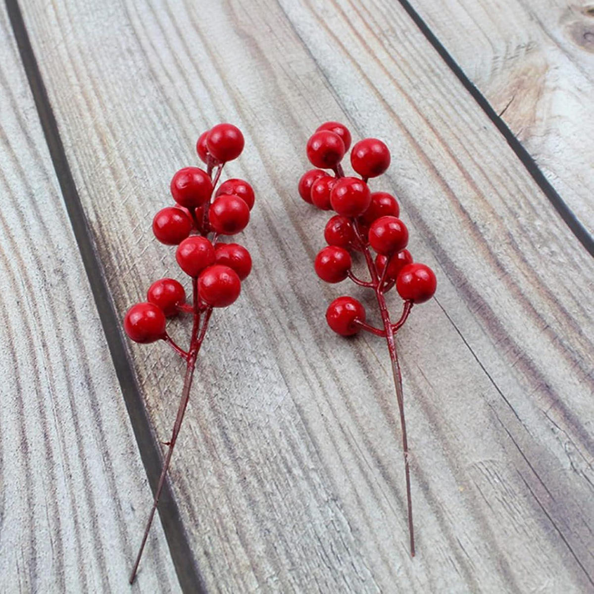 KÜNSTLICHE Beeren 20er Set Rot 17cm - Rot, Kunststoff (5cm)