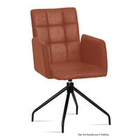 ARMLEHNSTUHL drehbar (8er-Set) Dollie 52x91x60 Schwarz/Cognac - Cognac/Schwarz, Kunststoff (60/91/52cm) - 58aufmkessel