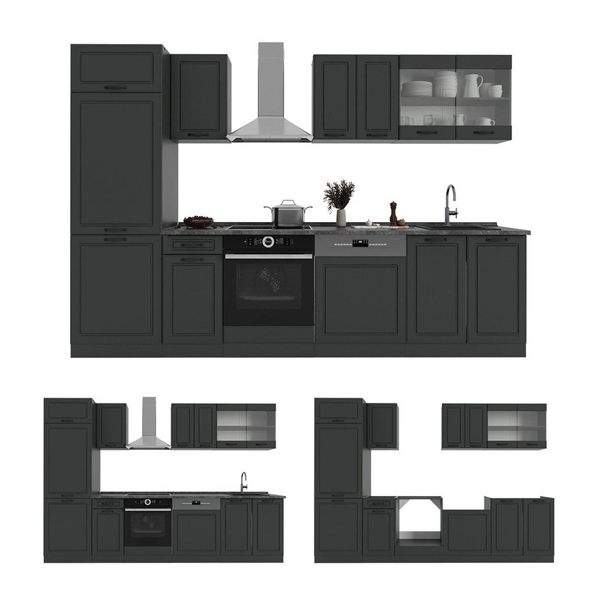 KUHINJSKI BLOK R-Line Antracitna podeželska hiša/antracitna 300 cm , DP Antracit - antracit, leseni material (300/206.8/60cm) - Vicco