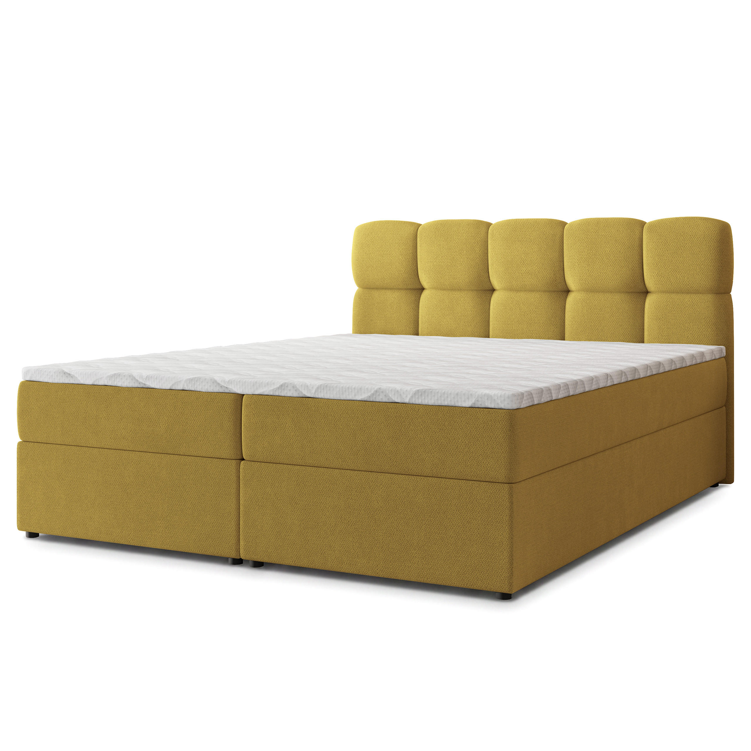 BOXBETT MERU 140x200 cm mit Matratze und Topper - Gelb - Gelb, Holz (140/200cm) - MASSENO