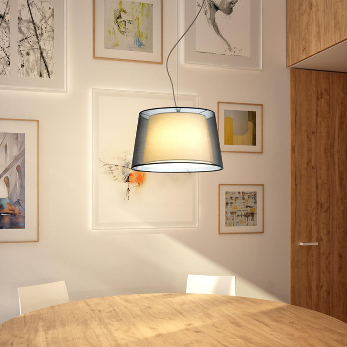 PENDELLEUCHTE ESPLANADE Transparent schwarz 15 W - Schwarz, Kunststoff (30/30/120cm) - Rendl