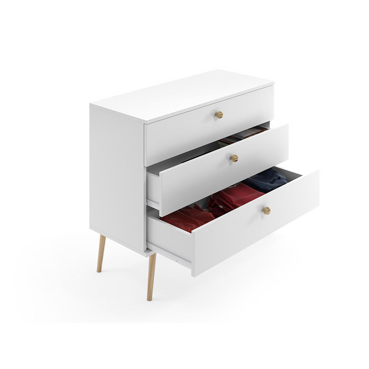 KOMMODE Ikon 100 Weiß, Schubladenkommode - Weiß, Holzwerkstoff (100/85/41cm) - Bettso