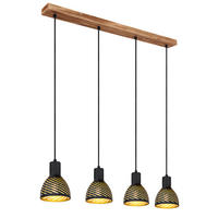 HÄNGELEUCHTE Metall Gold Holzoptik - Goldfarben, Metall (90/12.5/120cm) - Globo Lighting