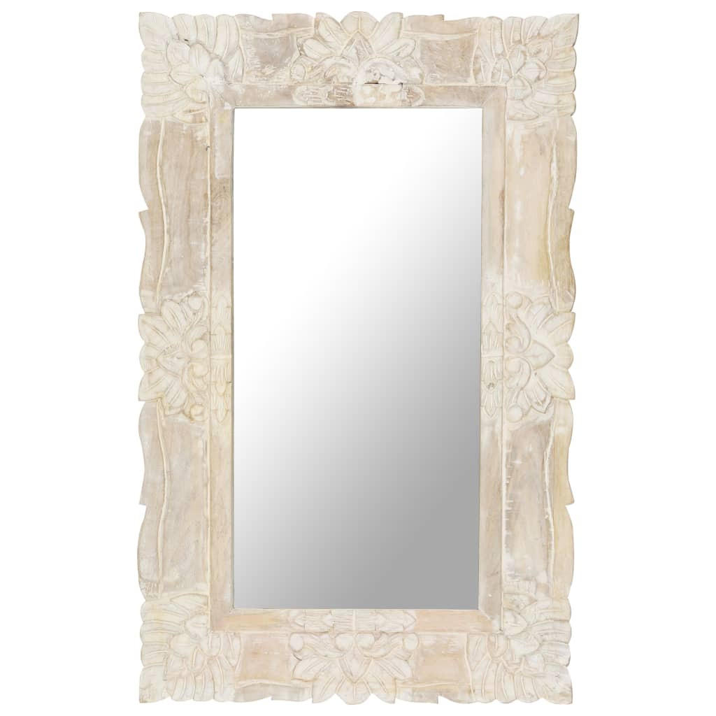 SPIEGEL Weiß 80x50 cm Mango Massivholz - Weiß, Holz (50/80/1cm) - furnicato
