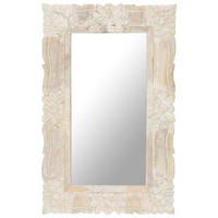 SPIEGEL Weiß 80x50 cm Mango Massivholz - Weiß, Holz (50/80/1cm) - furnicato