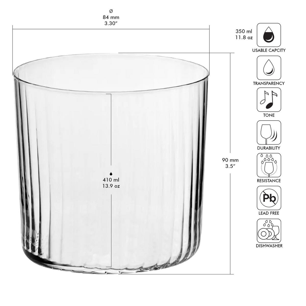 GLÄSER MIT VERTIKALOPTIK, 6er-Set, 410 ml - Transparent, Glas (0.41L)