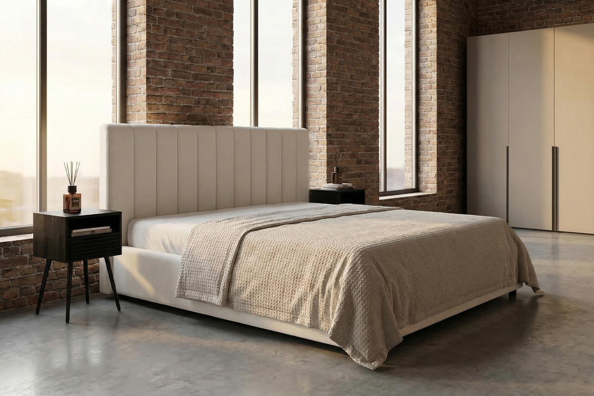 POLSTERBETT CATTURA Cremeweiß Velvet - Creme/Weiß, Textil (200/200cm) - KAWOLA