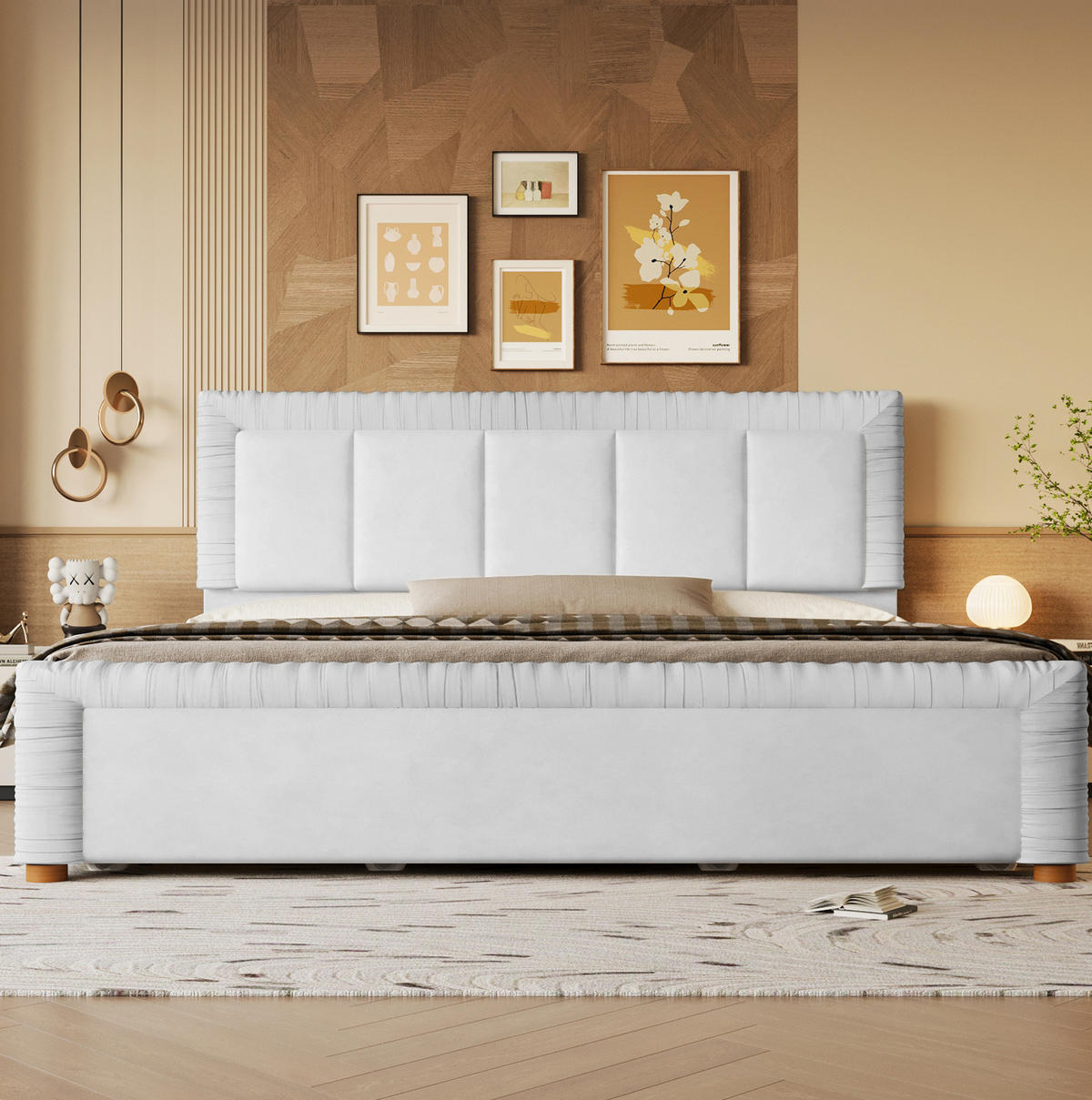 POLSTERBETT aus französischem Samt 180x200 cm Grau mit 2 Schubladen - Grau, Textil (180/200cm) - Modfu