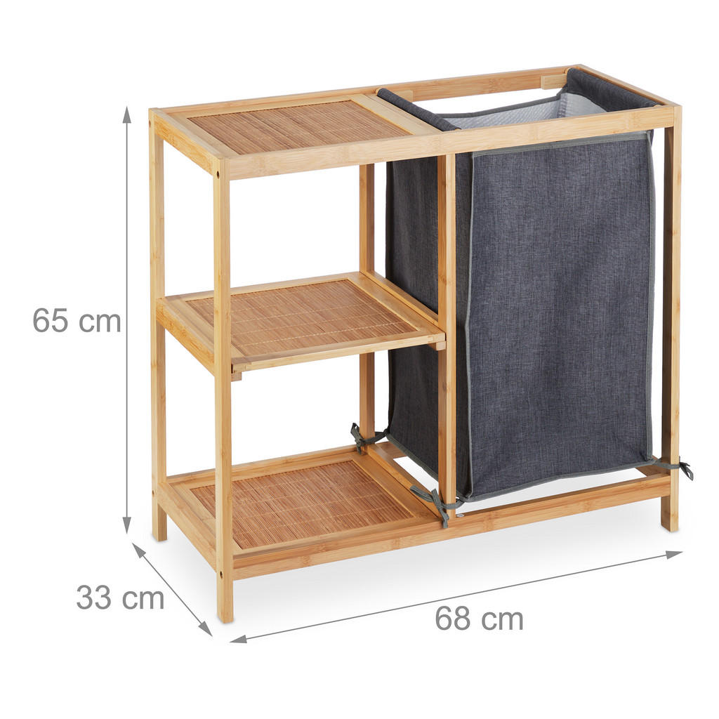 Thumbnail - Relaxdays Wäschekorbregal, Mehrfarbig, Holz, Textil, 30x50x29.5 cm, Ordnen & Aufbewahren, Wäschekörbe & Tonnen