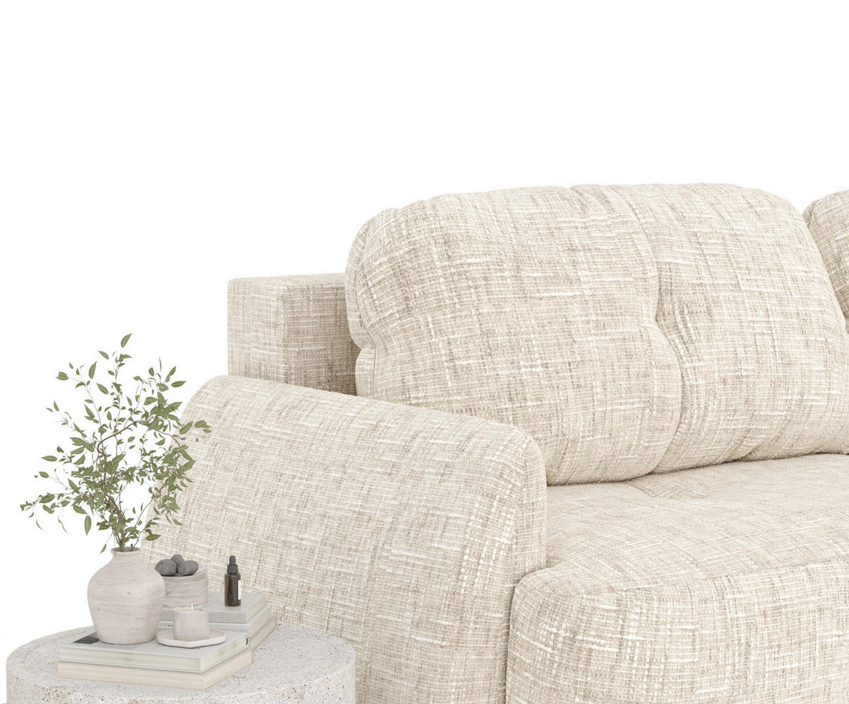 SCHLAFSOFA Loca Creme Webstoff - Creme/Schwarz, Holz/Holzwerkstoff (248/92/103cm) - Maison de Reve