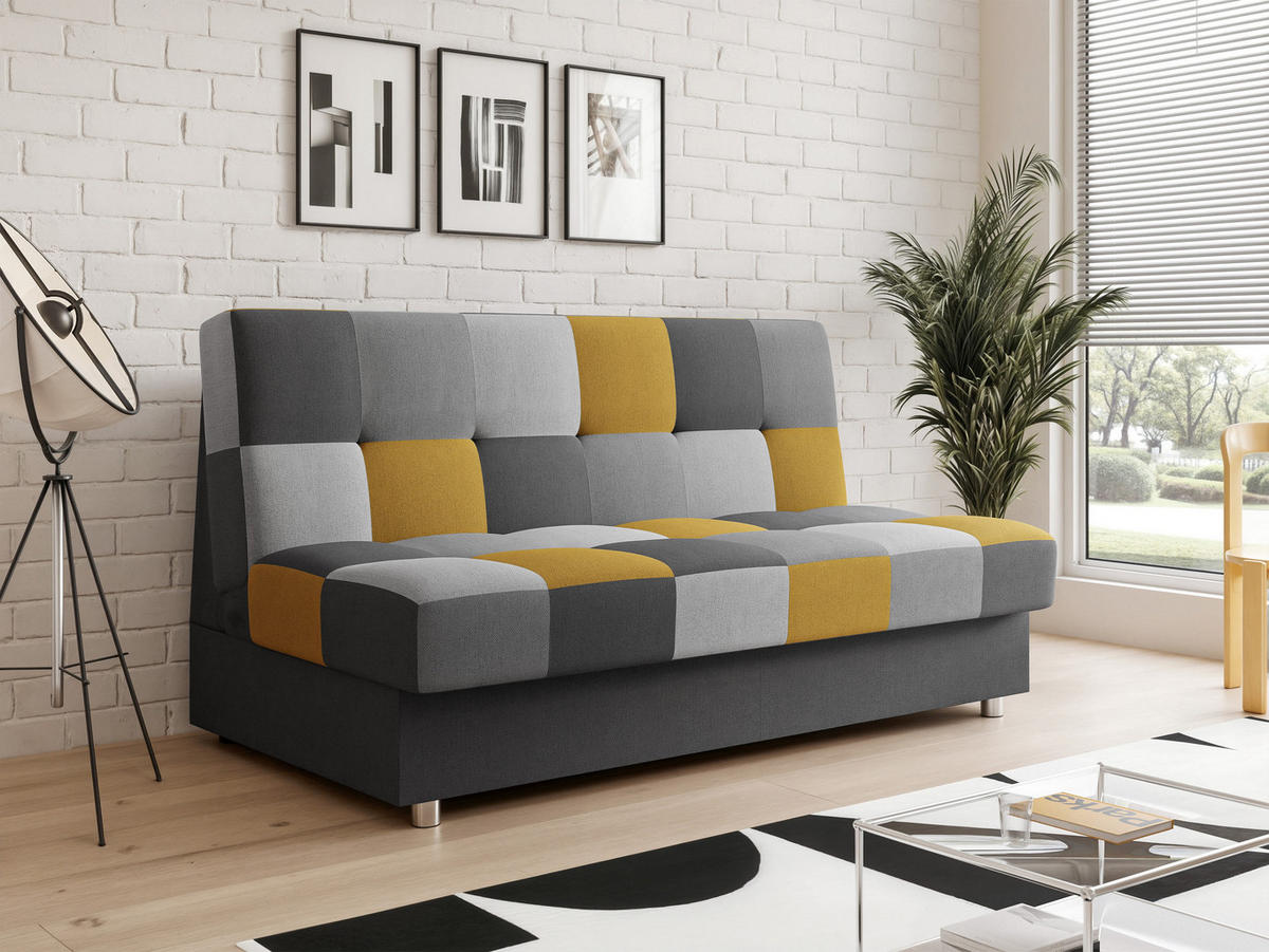 SCHLAFSOFA SKAL mit Bettkasten Anthrazit/Gelb - Anthrazit/Gelb, Holzwerkstoff/Kunststoff (200/85/90cm) - Idohome