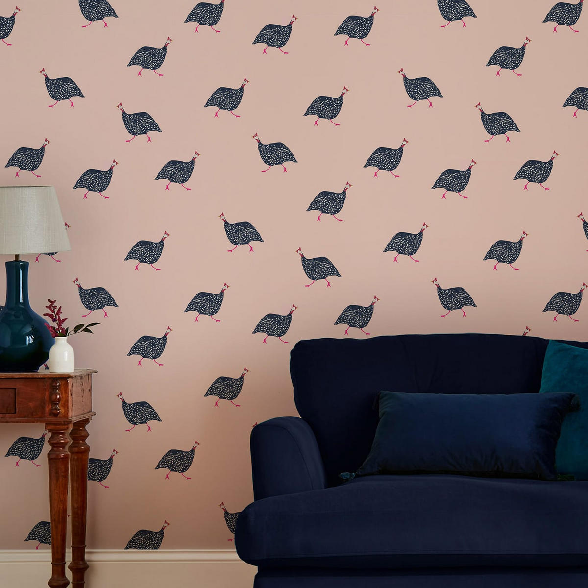 VLIESTAPETE - Perlhuhn Spaziergang - Pink, Papier/Kunststoff (52/1000cm) - Joules