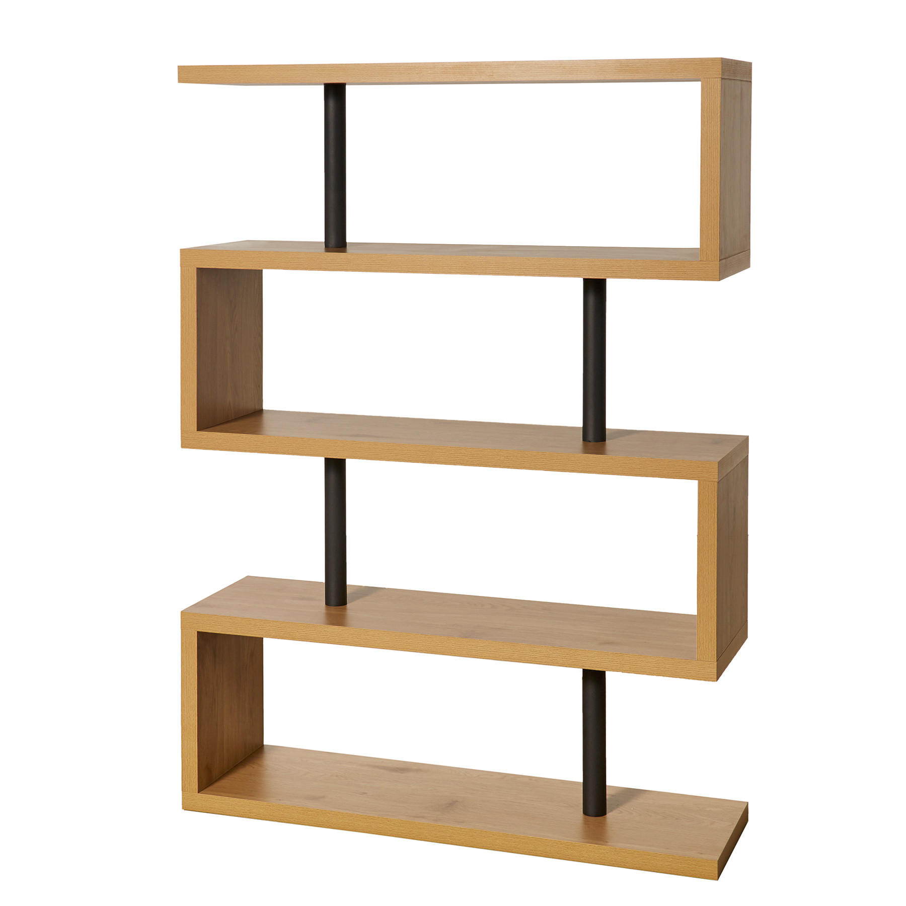 STANDREGAL SNAKE Schichtholz Natur 165 cm - Schwarz/Braun, Holzwerkstoff/Metall (120/165/35cm) - riess-ambiente
