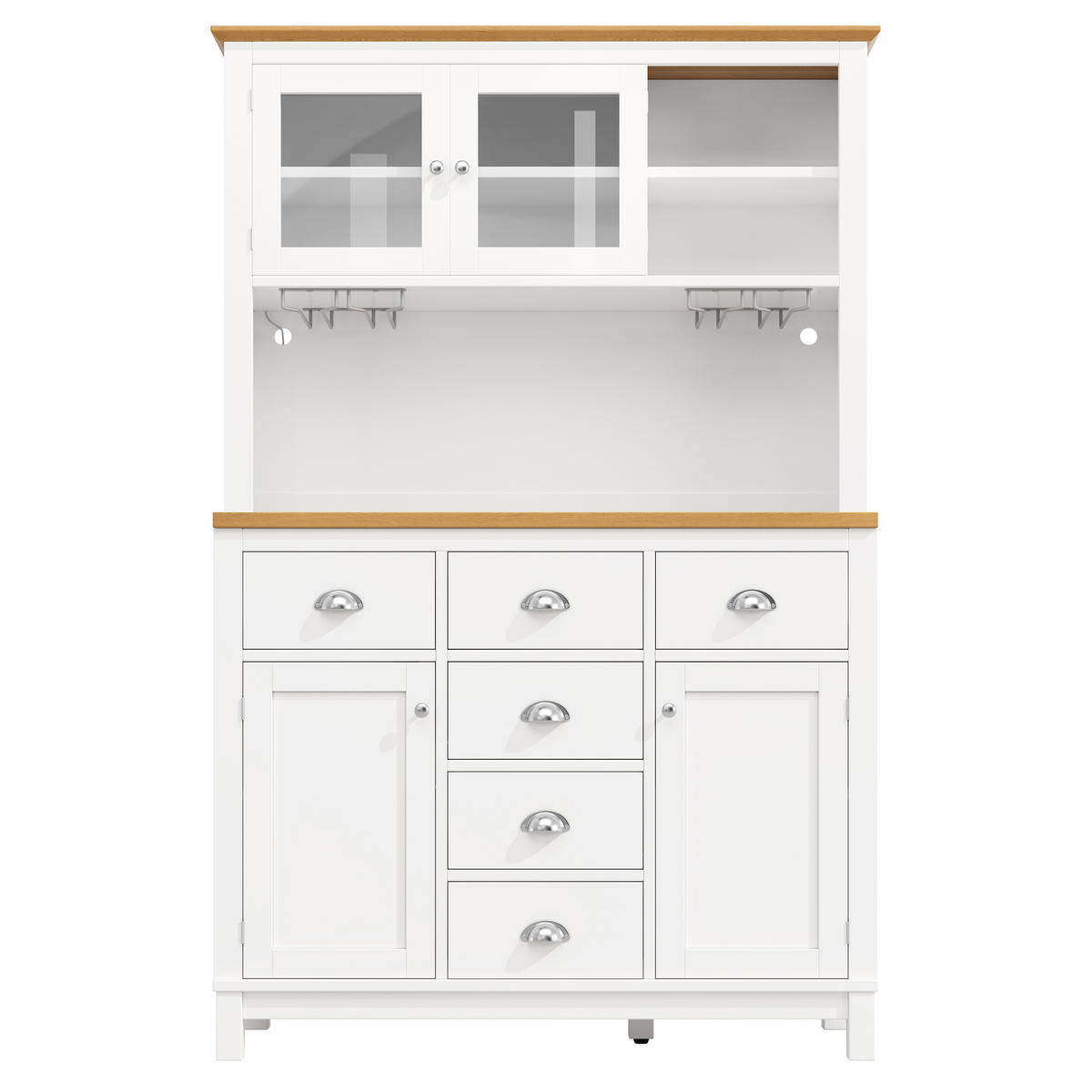 BUFFETSCHRANK 104/40/180 cm Weiß aus MDF mit LED-Lichtleiste - Weiß, Holzwerkstoff (104/180/40cm) - OKWISH