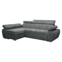 ECKSOFA Boston Mini Premium Cord 2RLC, Seite: Links LC+2R - Chromfarben/Grau, Holz/Textil (255/170cm) - MIRJAN24