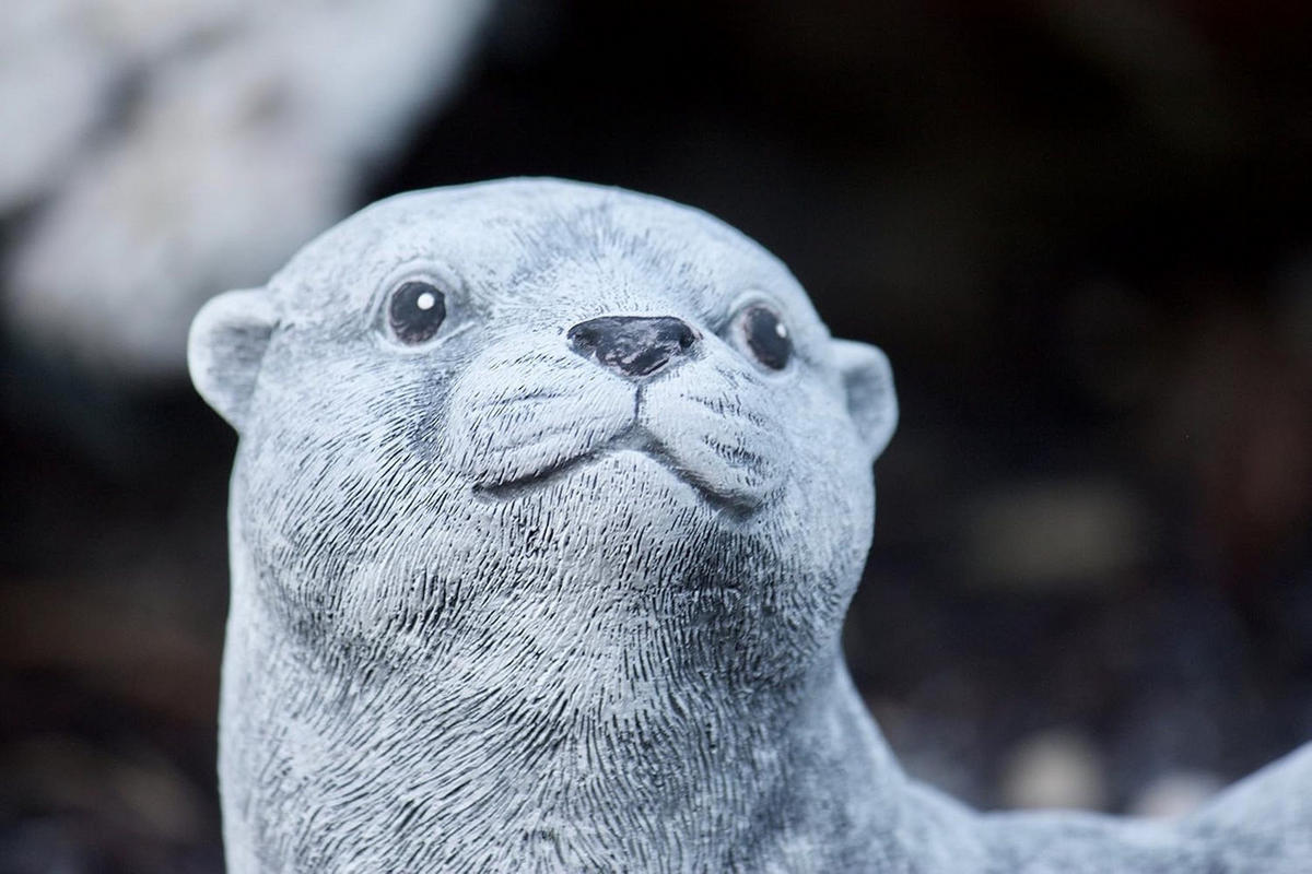 STEINFIGUR Otter, Frostfest massiver Steinguss - Grau, Stein (27/17/17cm) - stoneandstyle