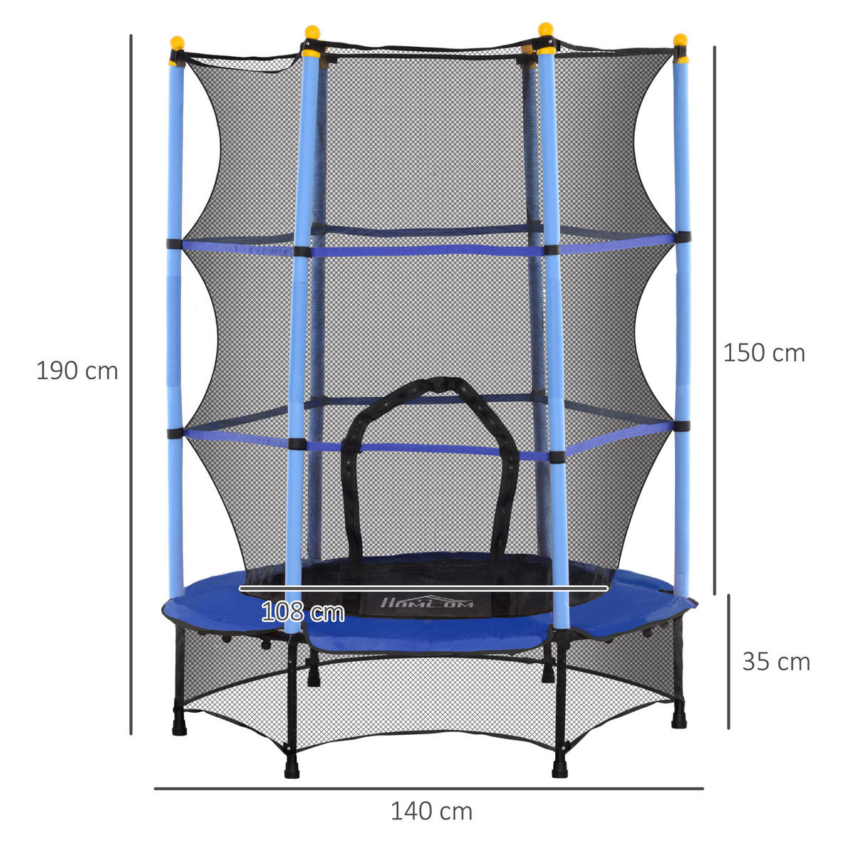 KINDERTRAMPOLIN - Blau, Kunststoff/Metall (140/140cm) - HOMCOM