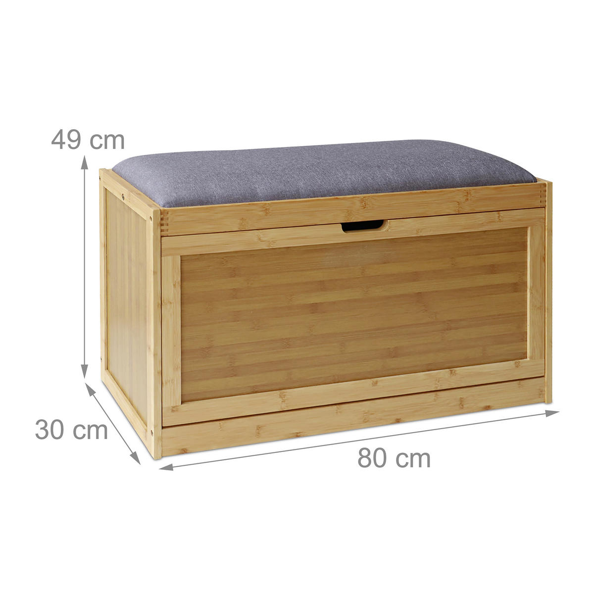 SCHUHBANK - Hellbraun/Grau, Holz/Kunststoff (80/49/26cm) - Relaxdays