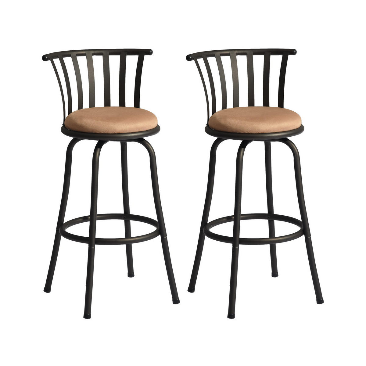 BARHOCKER-SET 2 Stück Braun - Schwarz/Braun, Textil/Metall (37/83/37cm) - Urban Meuble