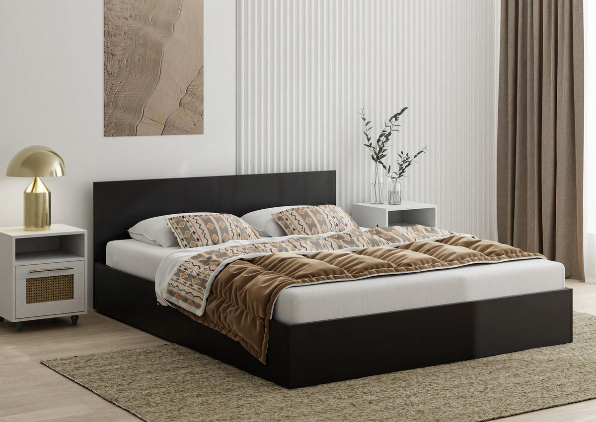 BETT Schwarz ALDO Mit Bettkasten 160x200 cm - Schwarz, Textil (160/200cm) - Sepro Meble