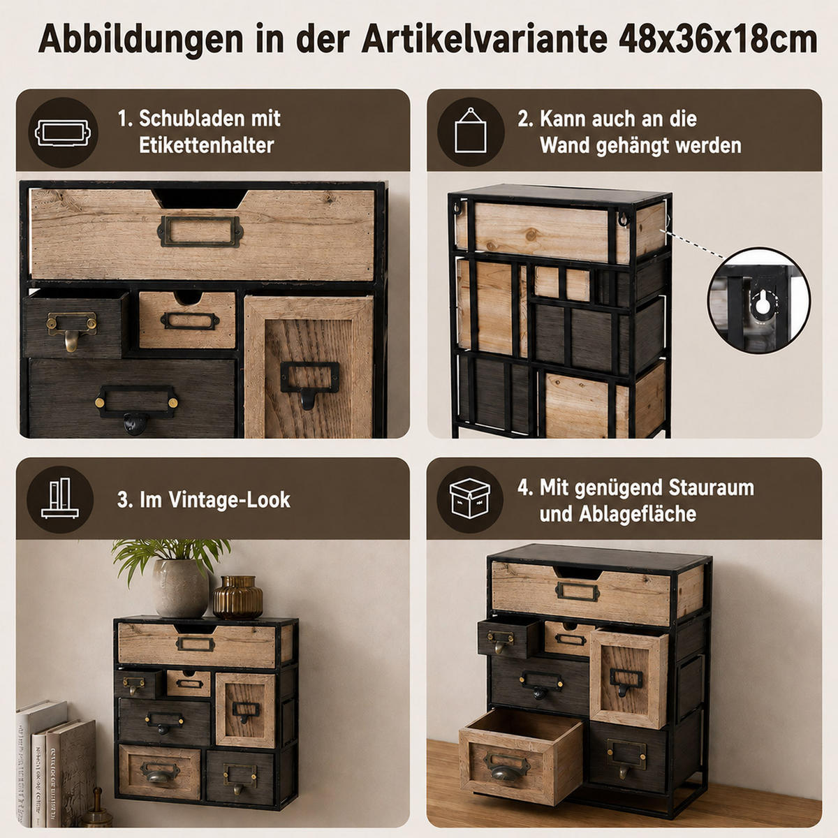 TISCHKOMMODE Braun - Braun, Holz (36/48/18cm) - MCW