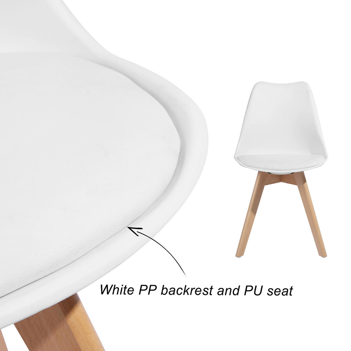 ESSZIMMERSTUHL 4er-Set Kunststoff, Holzbeine,Weiß - Eichefarben/Weiß, Holz/Kunststoff (42/82/47cm) - Urban Meuble