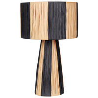 TISCHLEUCHTE Naturfarben/Schwarz Welmel - Schwarz/Naturfarben, Naturmaterialen (25/25/41cm) - Beliani
