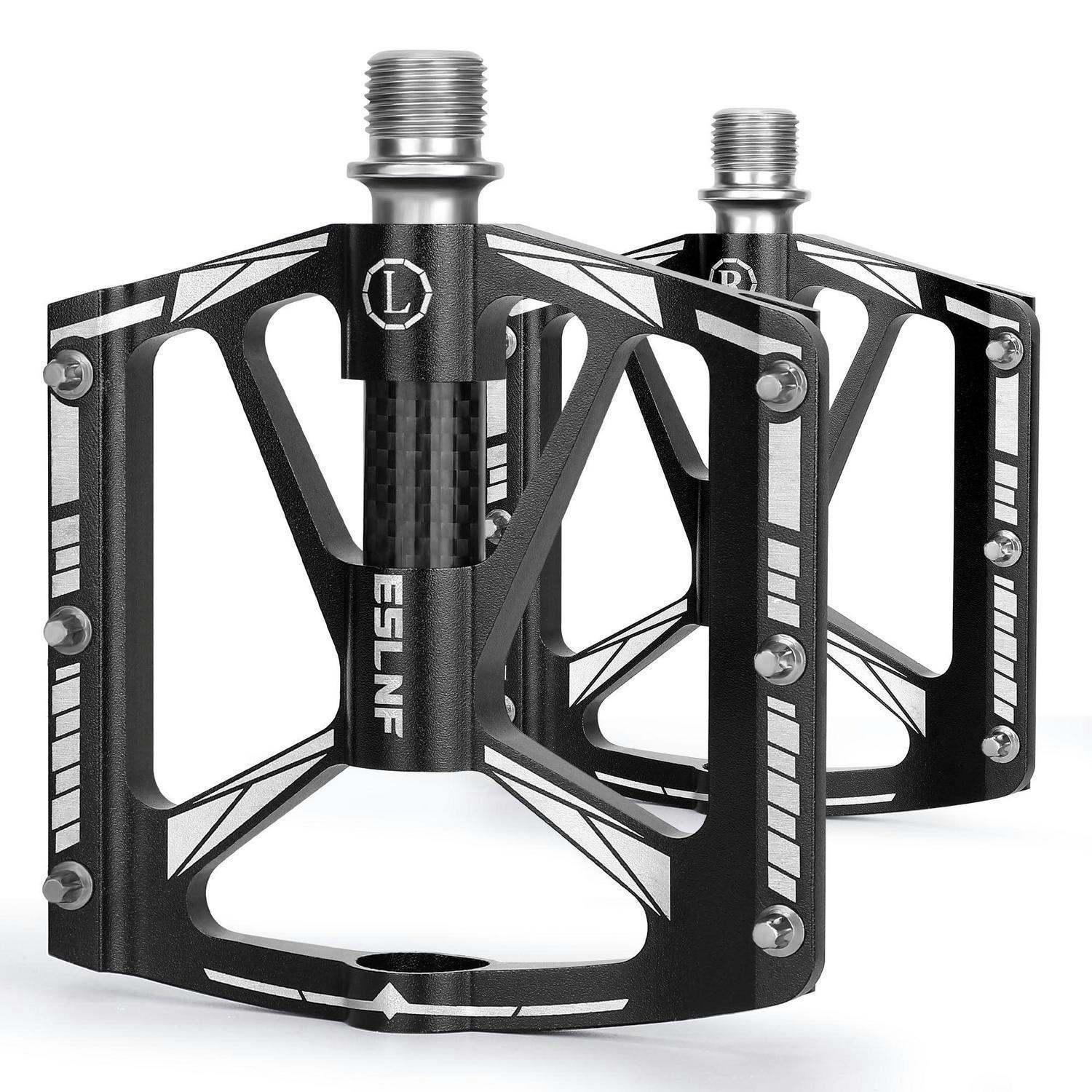 FAHRRADPEDALE Set 9/16 Zoll CNC Aluminium Leichtbauweise Schwarz - Schwarz, Metall (10/1.5/10.1cm)