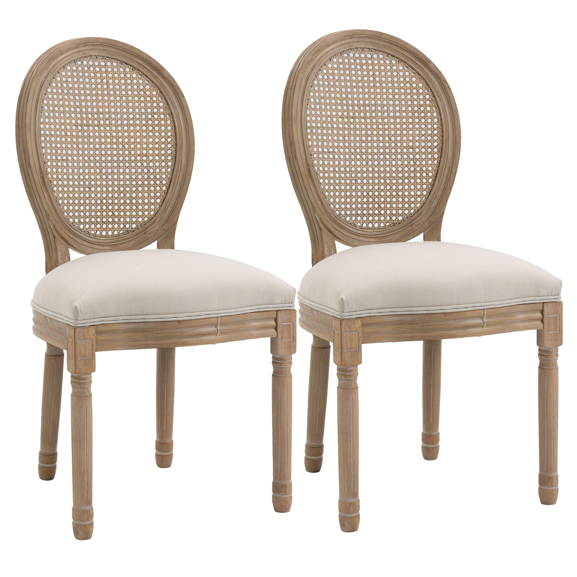 ESSZIMMERSTÜHLE, Polyester, Creme+Natur - Creme, Kunststoff (56/96/49cm) - HOMCOM