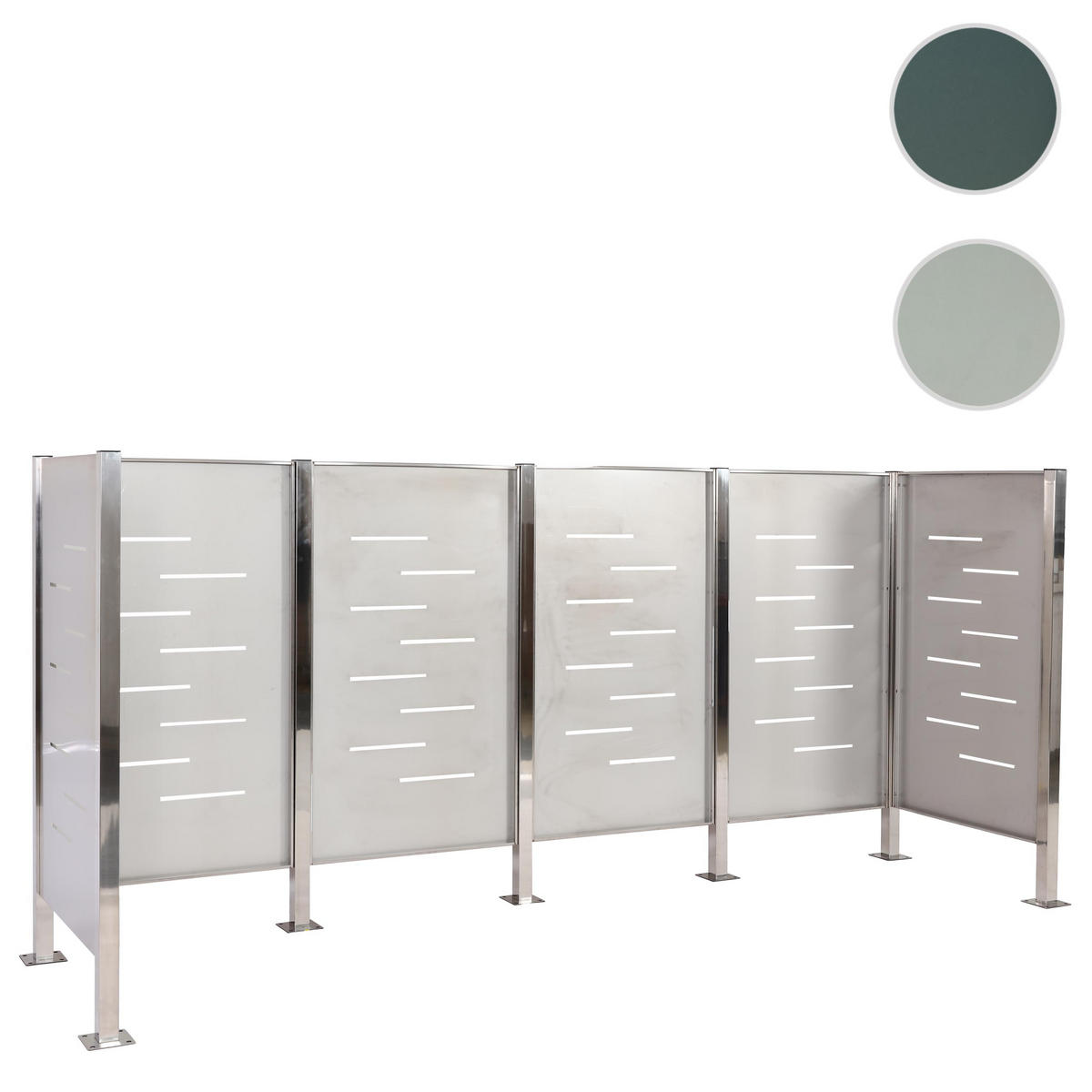 MÜLLTONNEN-ZAUN Silber - Silberfarben, Metall (325/150/85cm) - MCW