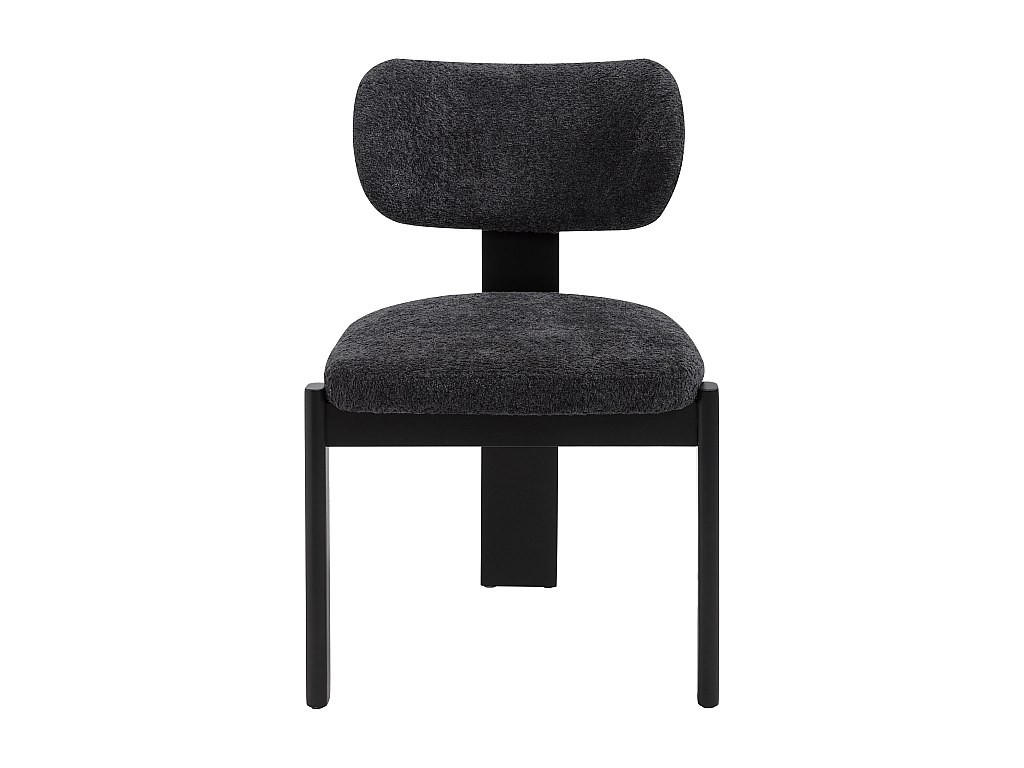 STUHL 2er-Set - Bouclé-Stoff & Kautschukholz - Schwarz - WILANA - Schwarz, Textil (60/85/56cm) - Vente-Unique