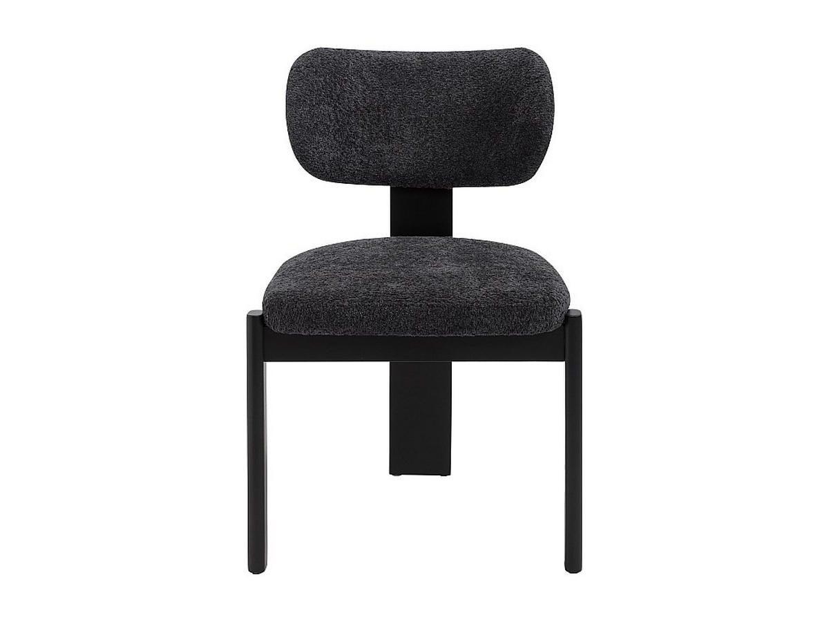 STUHL 2er-Set - Bouclé-Stoff & Kautschukholz - Schwarz - WILANA - Schwarz, Textil (60/85/56cm) - Vente-Unique