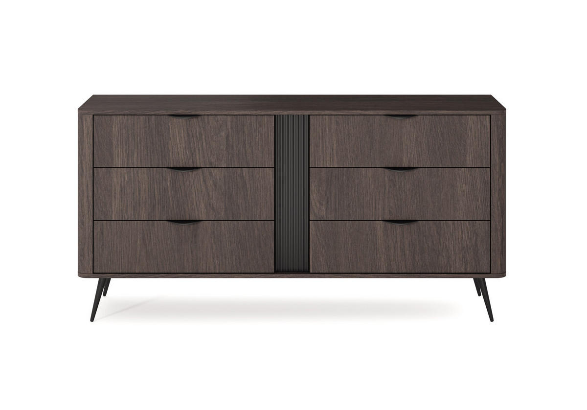SIDEBOARD NOBILE 163,2x38x81,2 cm mit 6 Schubladen Eichefarben - Braun, Holzwerkstoff (163.2/81.2/38cm) - MASSENO
