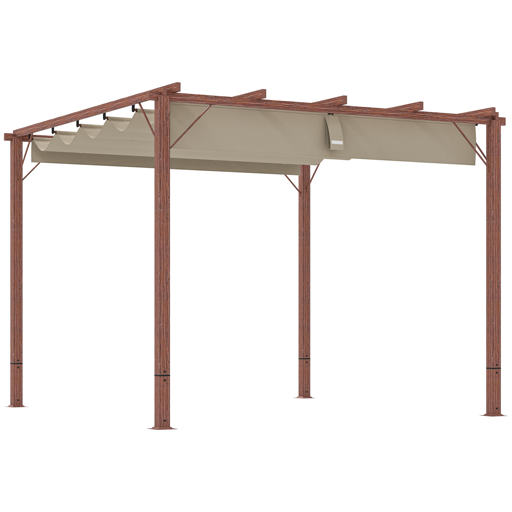 PERGOLA ca. 3x3m Naturholz - Naturfarben, Metall (296/232/299cm) - Outsunny