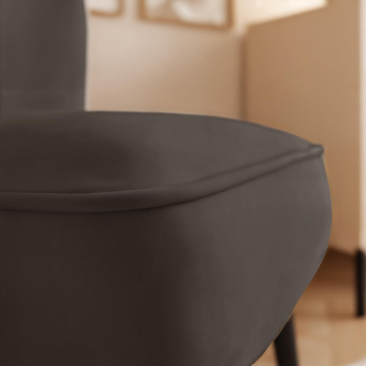SESSEL DANTE 67/76/76 cm, Samtstoff Dunkelgrau - Dunkelgrau/Schwarz, Holz/Textil (67/76/76cm) - Idohome